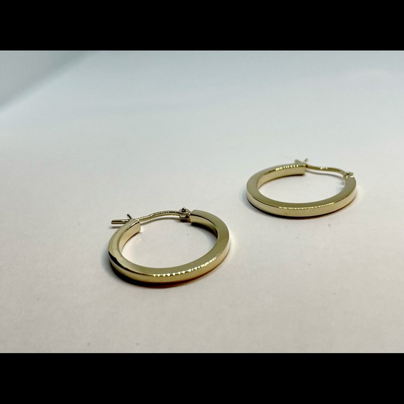 New 14k Polished Square tube Hoop Earrings, Size 20 mm - - Picture 4 of 7